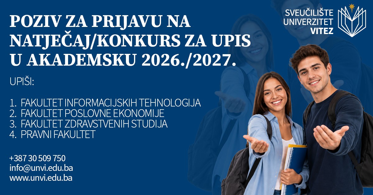 POZIV ZA PRIJAVU NA NATJEČAJ/KONKURS ZA UPIS U AKADEMSKU 2026./2027. GODINU